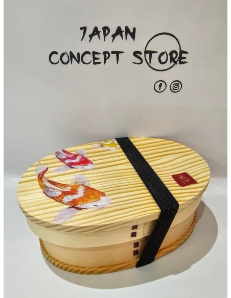 Bento japonesa NISHIKI pequeña | Madera ovalada con peces