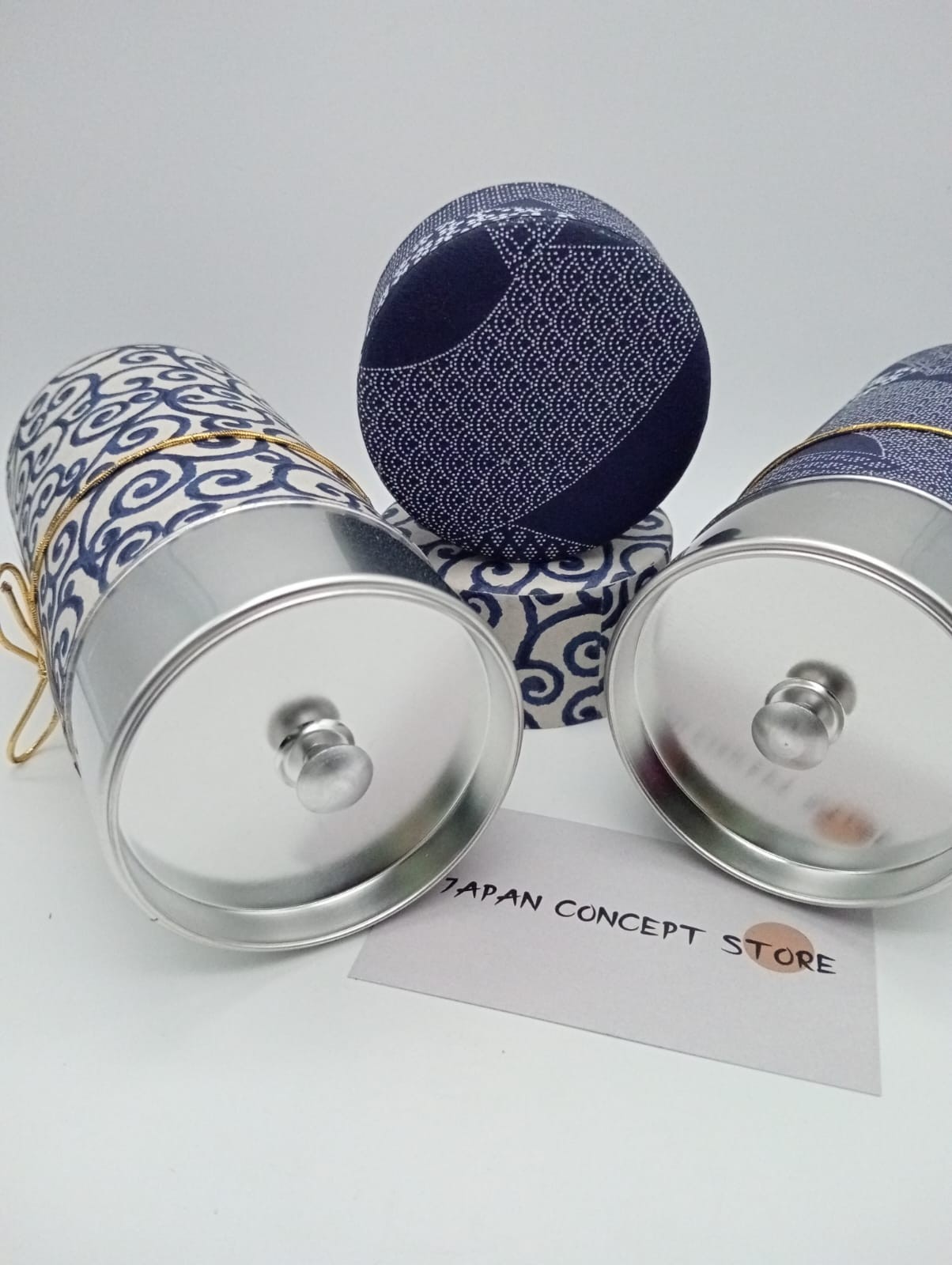 Set de Latas Japonesas para Té con Papel Washi Azul - Imagen 4