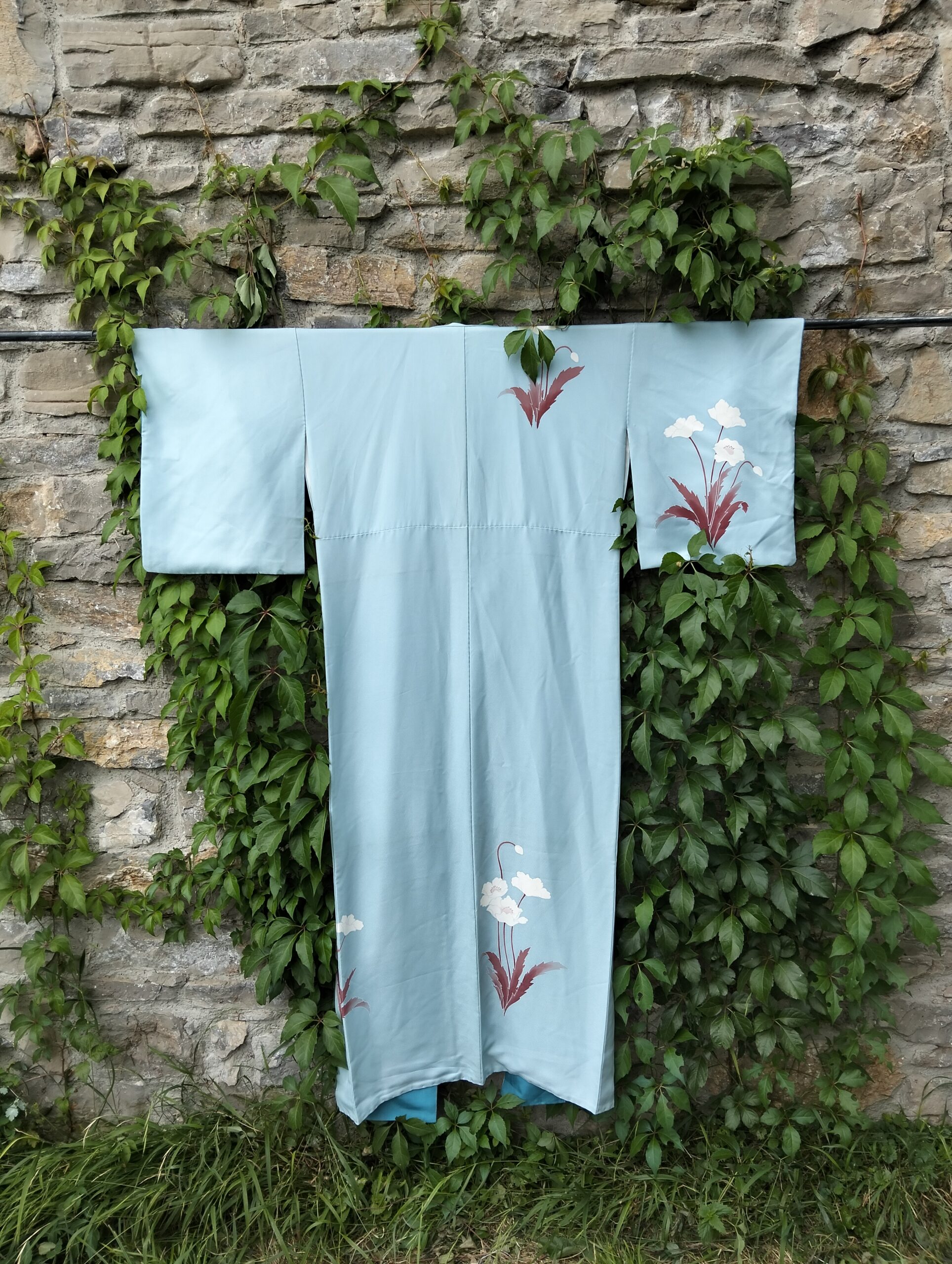 Kimono Japonés de Seda Vintage Años 60 – Auténtico Kimono Tradicional Largo con Paisaje Pintado a Mano - Imagen 3