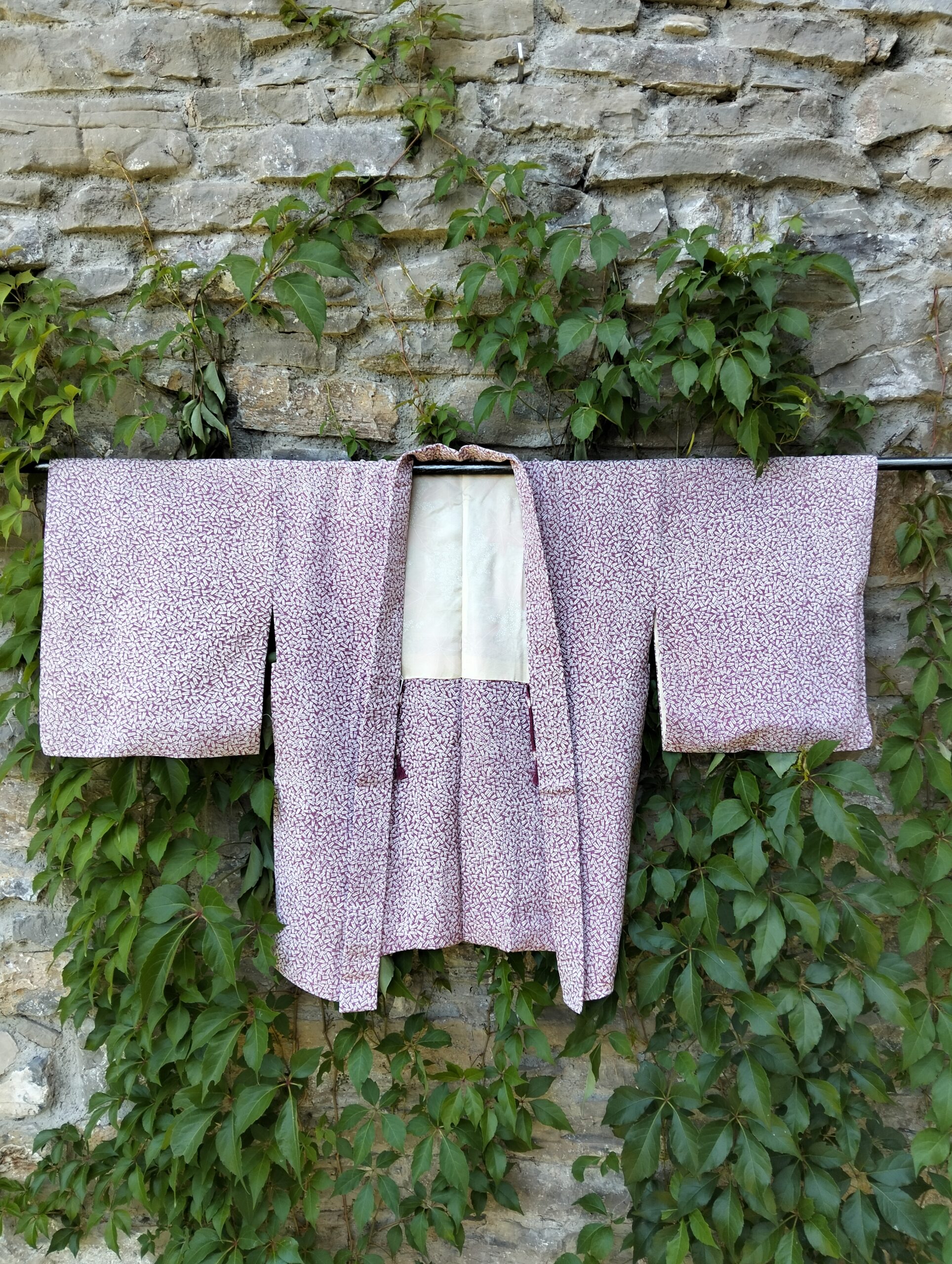 Haori japonés años 50 estampado malva
