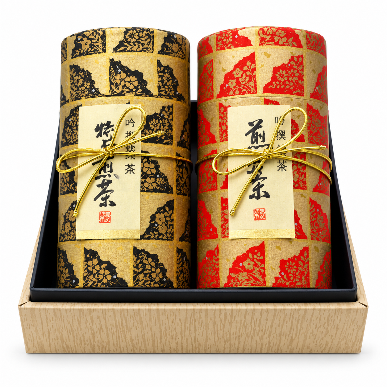 Latas te japonesas washi AIZOME rojo negro oro