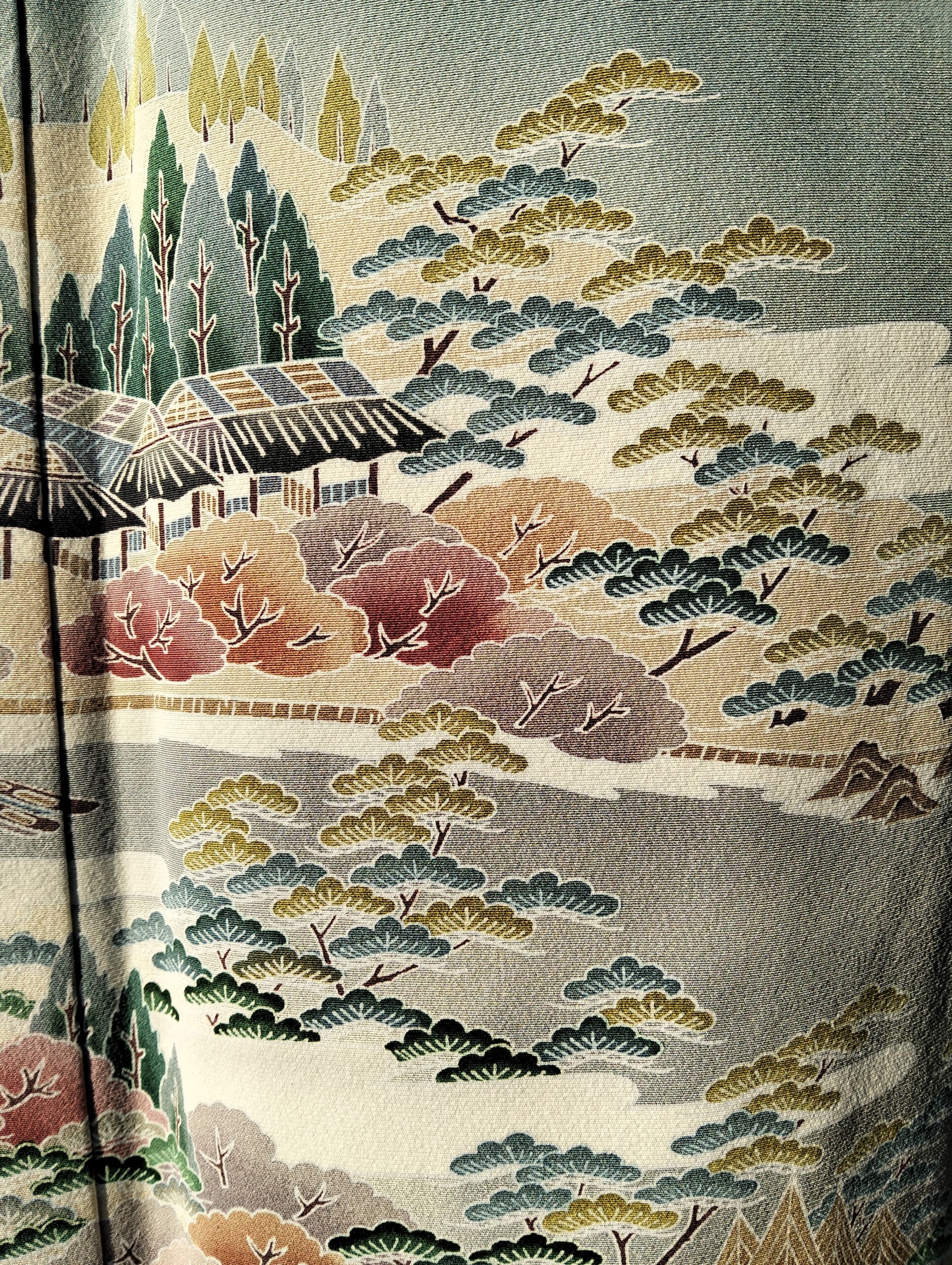 Kimono japonés azul pintado a mano con paisaje nevado – Exclusivo Kyoto - Imagen 4