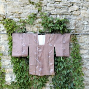 Haori Michiyuki Marrón Vintage Japonés en Seda Natural