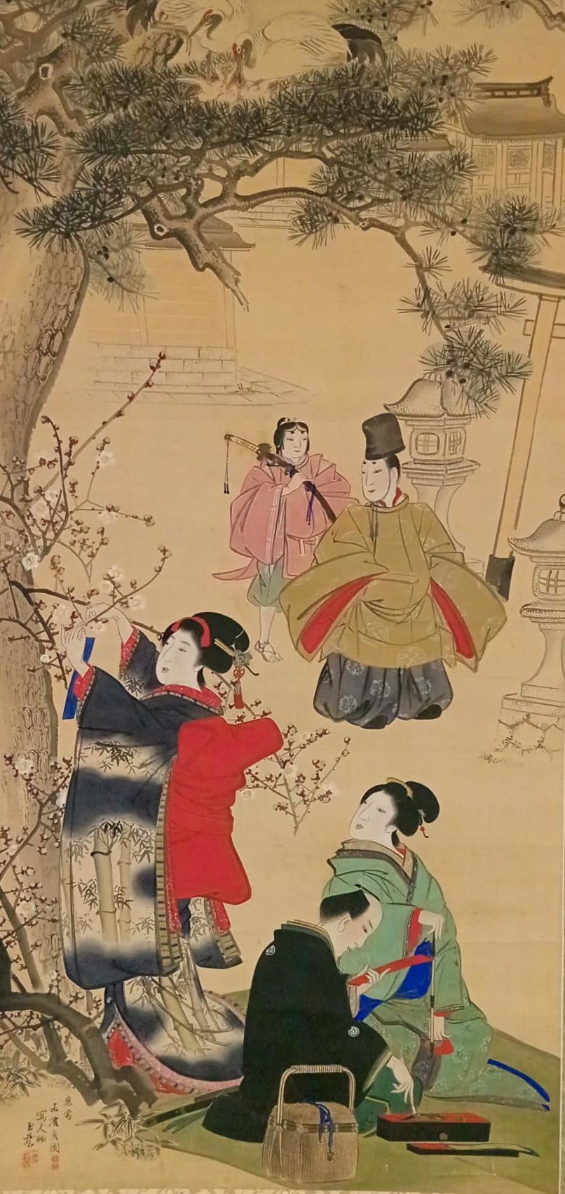 Kakemono - Representación Tema antiguo costumbrista - Imagen 2
