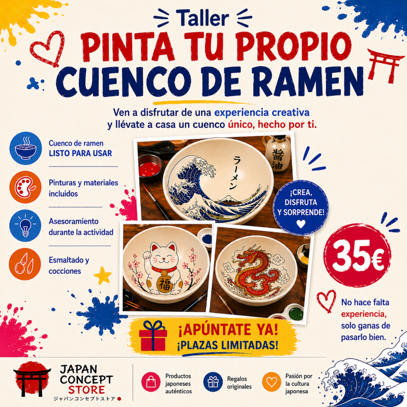 Taller de cerámica en Gijón pinta tu cuenco de ramen Dommingo 19 de julio a las 11h.