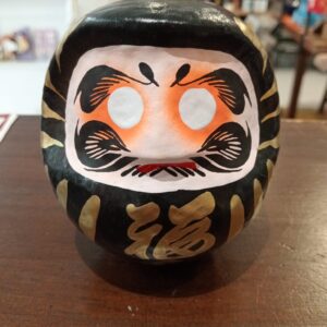 daruma japonés negro con kanji dorado tradicional Japón decoración z