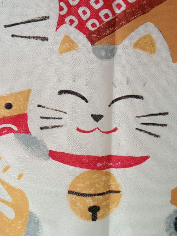 Noren cortina Maneki Neko Fuku Fan Amarillo Made in Japan - Imagen 2