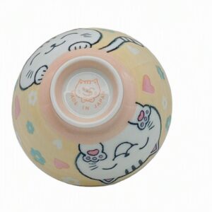 Cuenco japonés gato amarillo Taira 10,5 cm