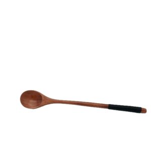 Cuchara japonesa de madera natural con acabado de laca urushi de 19,5 cm