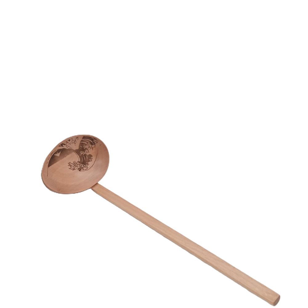 Cucharón Japonés Ukiyo-e Hokusai “La Gran Ola de Kanagawa” de Madera Natural 25 cm | Hecho en Japón - Imagen 4