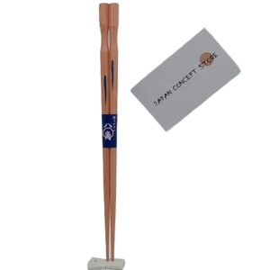 Palillos Japoneses Octogonales de Madera Natural Tallada con Motivo Azul | Hechos en Japón