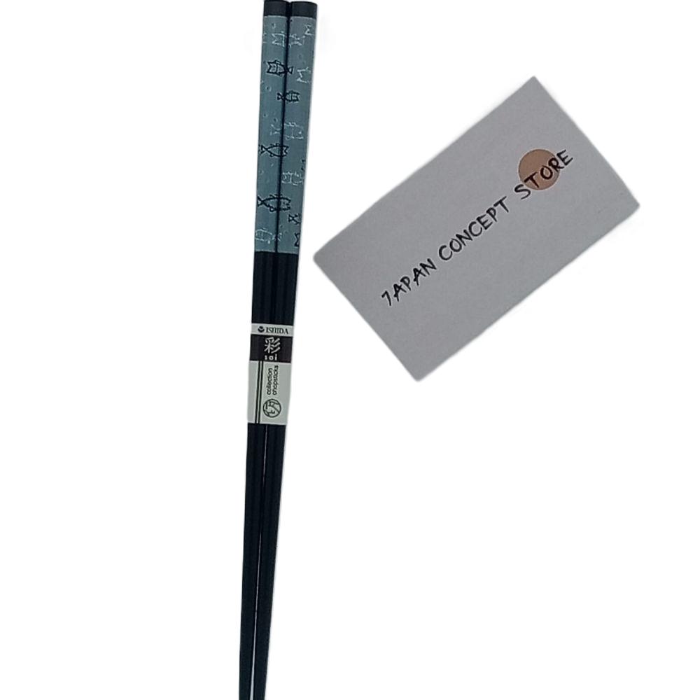 Palillos japoneses Wakasa Fish Black de 23 cm.