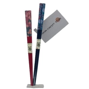 Set de 2 Pares de Palillos Japoneses Ishida Cereza de Superficie de Río y Kikusui Hechos en Japón