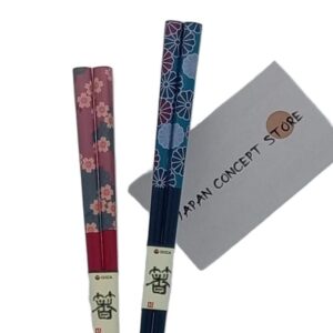 Set de 2 Pares de Palillos Japoneses Ishida Cereza de Superficie de Río y Kikusui Hechos en Japón