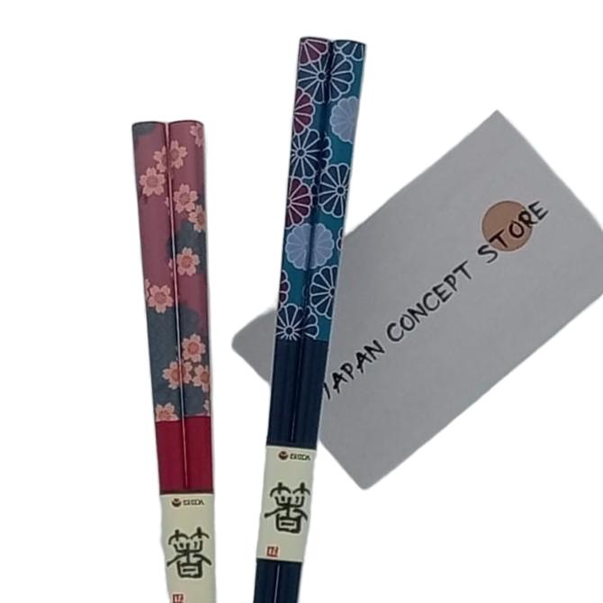 Set de 2 Pares de Palillos Japoneses Ishida Cereza de Superficie de Río y Kikusui Hechos en Japón