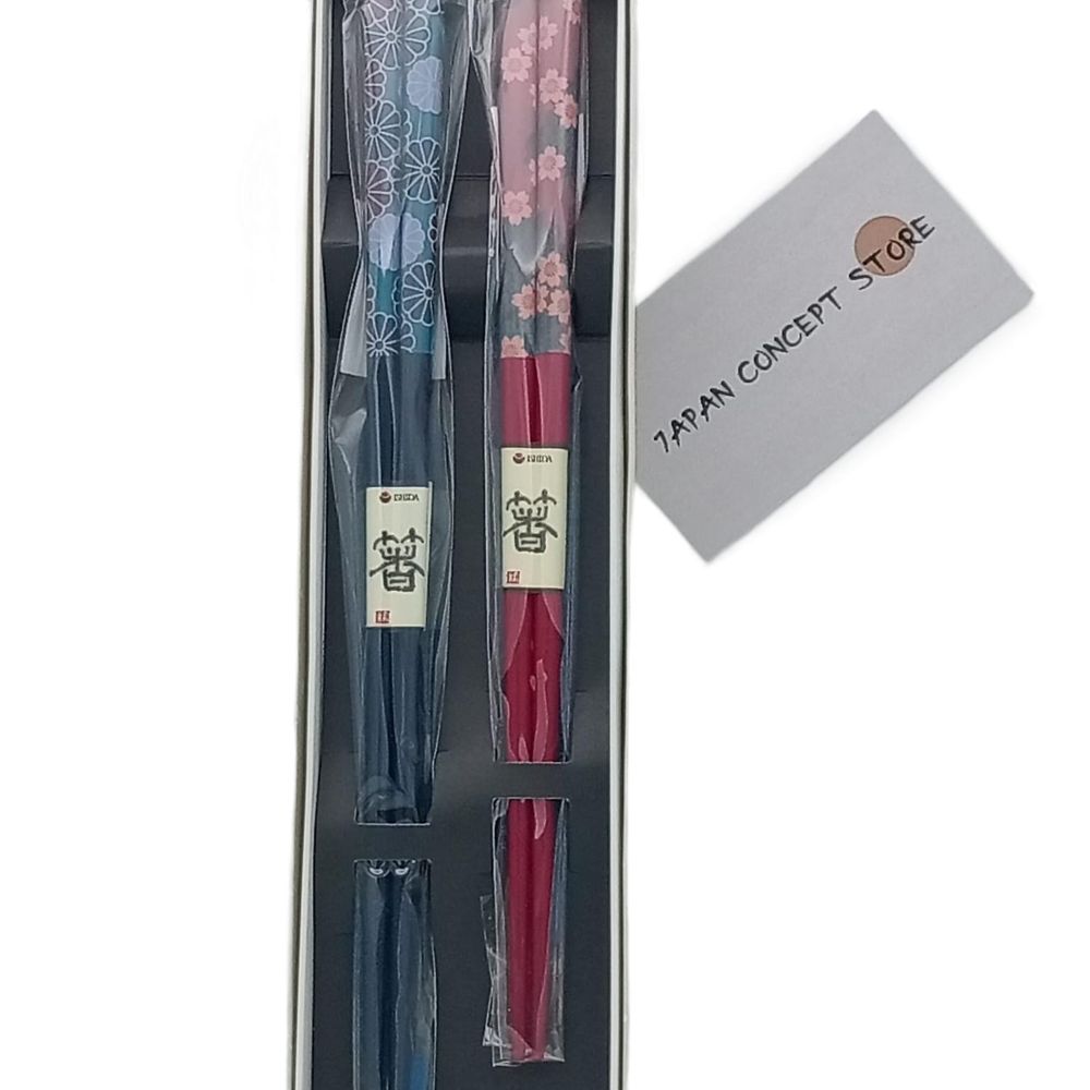 Set de 2 Pares de Palillos Japoneses Ishida Cereza de Superficie de Río y Kikusui Hechos en Japón