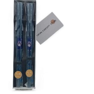 Set de 2 Pares de Palillos Japoneses Octogonales Tenraku Ishida Azul Metálico 23 cm Hechos en Japón