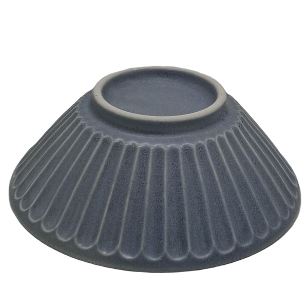 Cuenco Japonés Bajo Azul Grisáceo con Relieve – 19 cm - Imagen 4