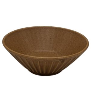 Cuenco de Ramen Japonés Marrón Tostado con Líneas Estriadas – 19,7 cm
