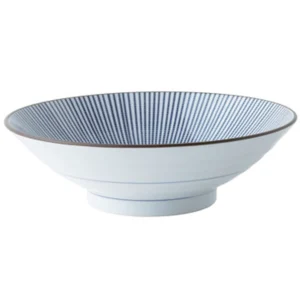 Cuenco de Ramen Japonés Rayas Azules – 24,5 cm