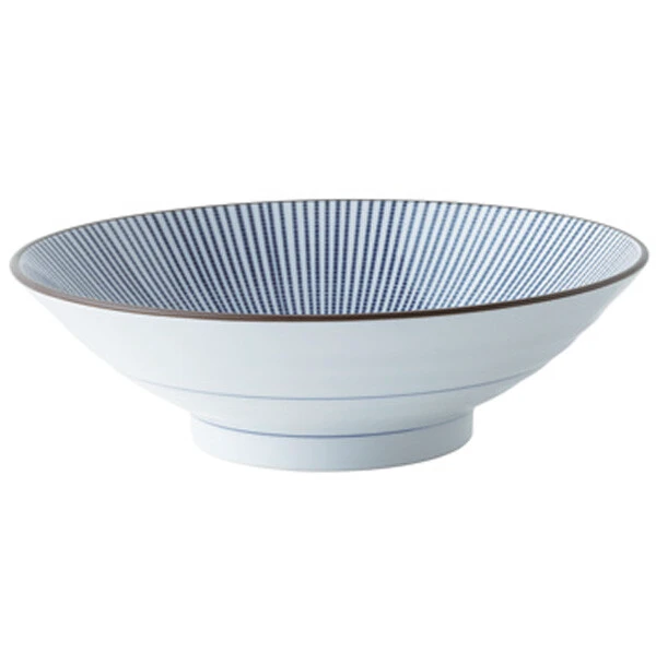 Cuenco de Ramen Japonés Rayas Azules – 24,5 cm