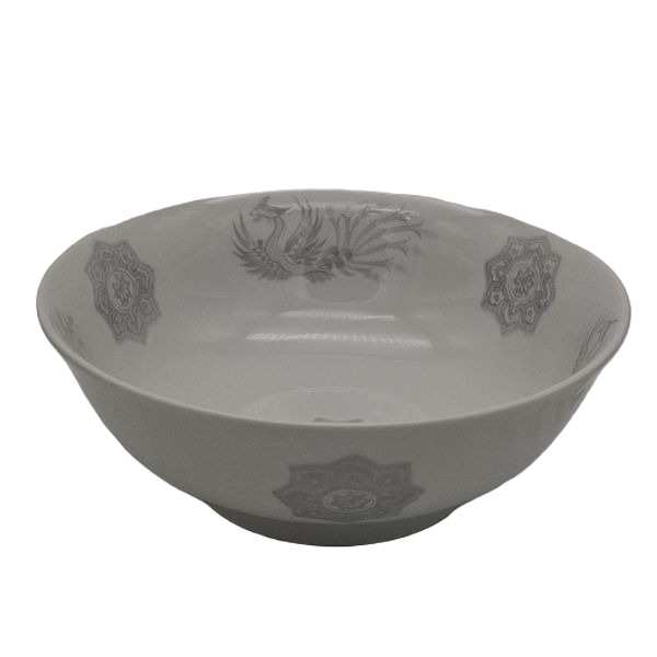 Cuenco Japonés para Ramen Gris con Greca y Motivos Orientales – 19,5 cm
