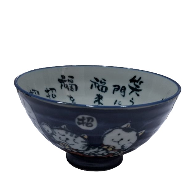 Cuenco Japonés para Arroz Kawaii Neko Azul – Hecho a Mano en Japón - Imagen 5