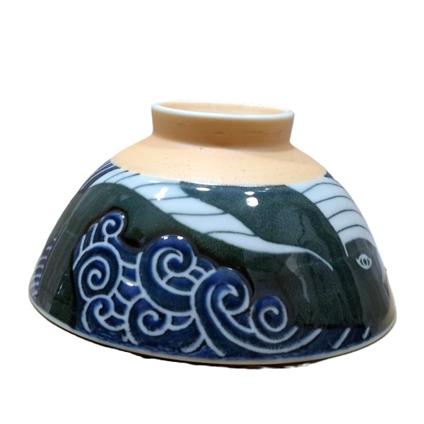 Cuenco Japonés para Arroz Mino Ware Ballena y Olas – 12,5 cm - Imagen 2