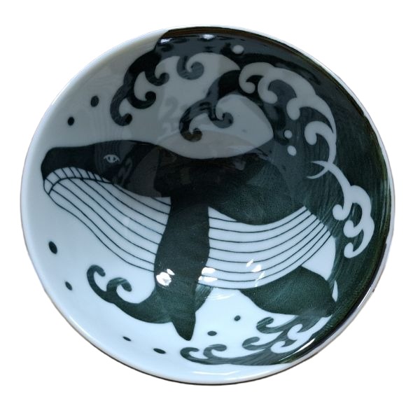 Cuenco Japonés para Arroz Mino Ware Ballena y Olas – 12,5 cm - Imagen 3
