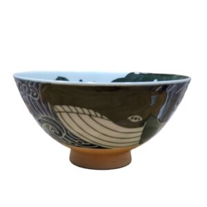 Cuenco Japonés para Arroz Mino Ware Ballena y Olas – 12,5 cm