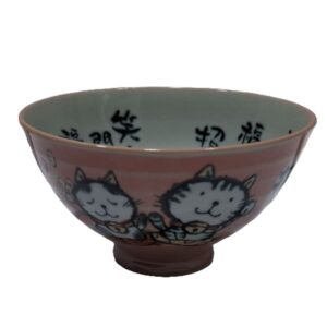 Cuenco Japonés para Arroz Kawaii Neko Rosa – Hecho a Mano en Japón