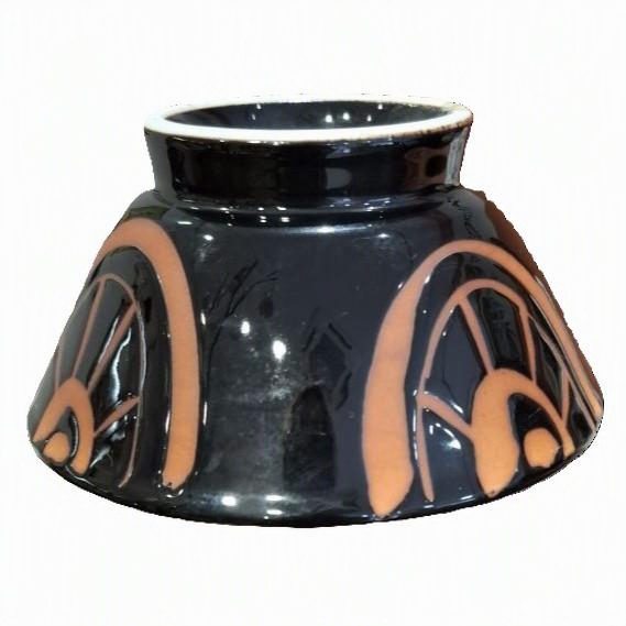 Cuenco Japonés Artesanal Naranja con Pedestal y Pinceladas Oscuras – 16,5 cm - Imagen 2
