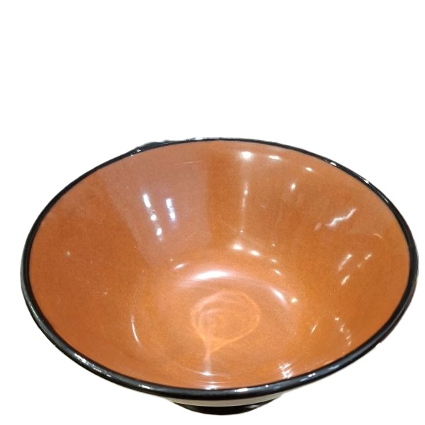 Cuenco Japonés Artesanal Naranja con Pedestal y Pinceladas Oscuras – 16,5 cm - Imagen 3