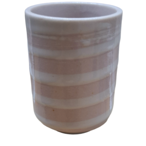 Taza japonesa de té Maki-Kyo rosa y blanca de cerámica 170 ml