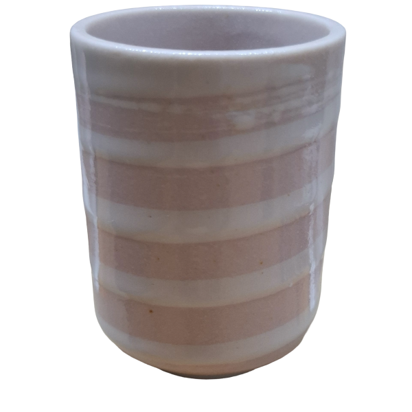 Taza japonesa de té Maki-Kyo rosa y blanca de cerámica 170 ml