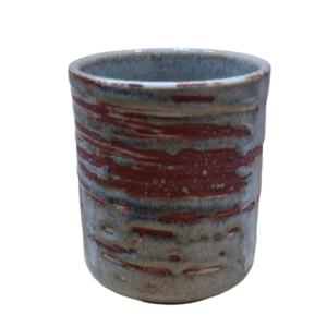 Taza japonesa de té rosa viejo y gris claro de cerámica 220 ml