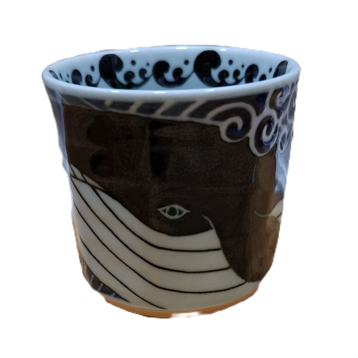 Taza japonesa Shiranami ballena de porcelana Mino ware 280 ml