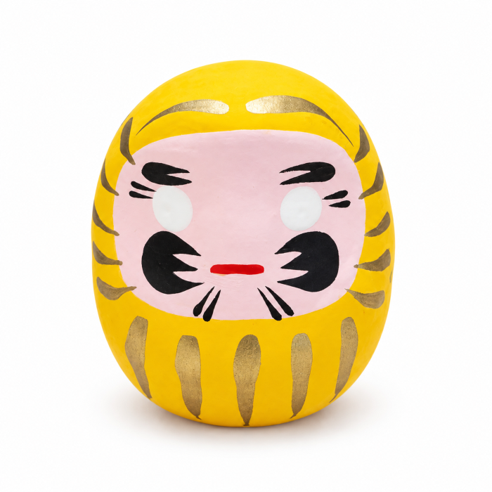 Daruma japonés amarillo de papel maché, 4,5 cm