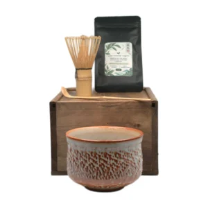 Kit de matcha japonés de 25 g con cuenco claro anaranjado — vista principal