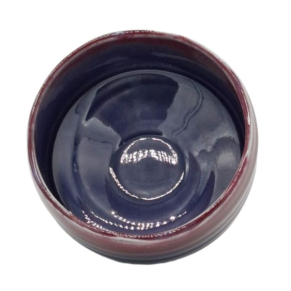 Kit de matcha japonés de 25 g con cuenco de bandas azules y burdeos — vista 3