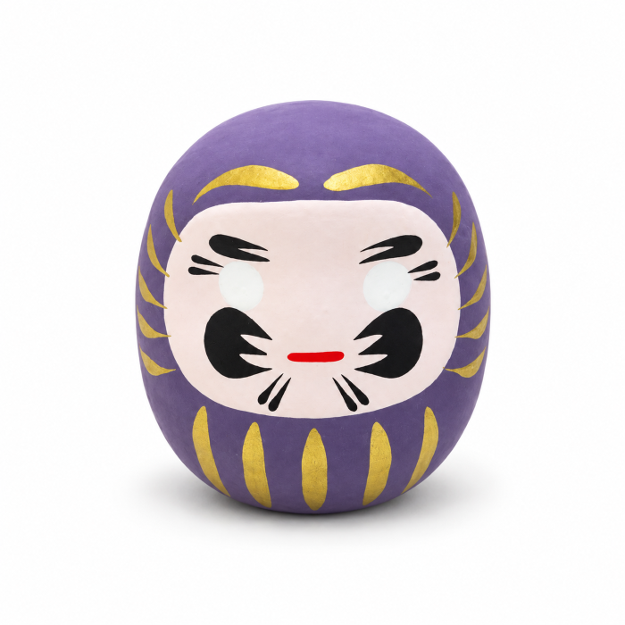 Daruma morado japones de papel maché