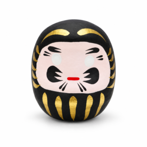 Daruma negro japones de papel maché