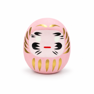 Daruma rosa japones de papel maché