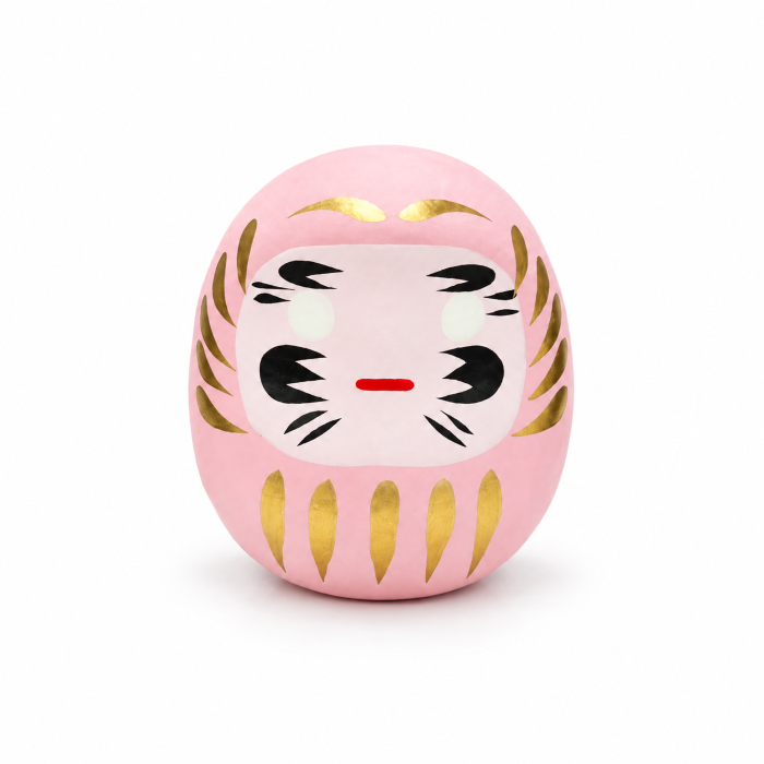 Daruma rosa japones de papel maché