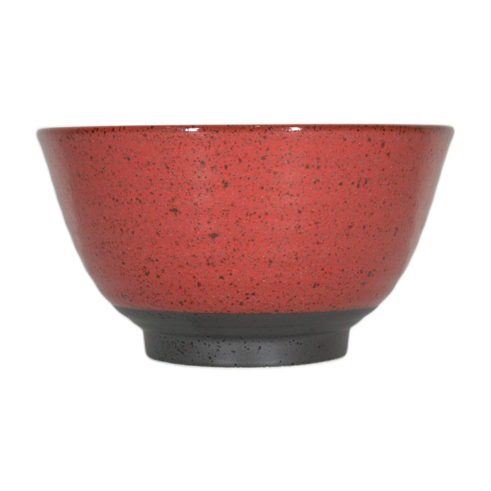 Perfil del cuenco rojo moteado con pie oscuro